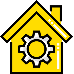 pictogramme représentant une maison et un rouage